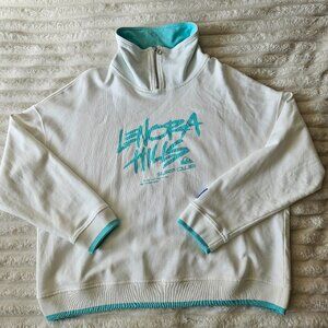 Stranger Things Quicksilver 1/4 zip sweatshirt white and blue size small